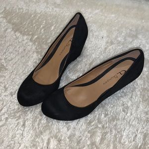 Black suede wedges